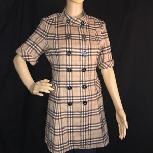 Plaid Double Breasted Wool Coat